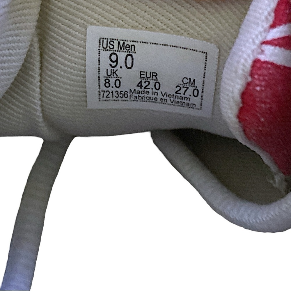 VANS Off The Wall Canvas Repeat Allover Red White Sneakers Men’s Size 9 - Picture 6 of 9